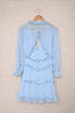Layered Ruffled Open Back Puff Sleeve Swiss Dot Mini Dress